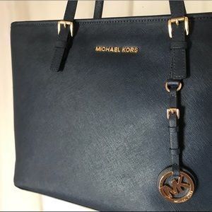 Michael Kors Saffino Leather Tote | Admiral Blue